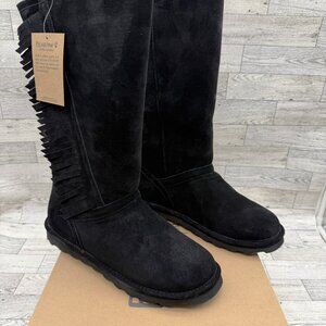 Brand New Women's BearPaw Tamara Fringe 2947W Size 11M Black Boots w/Box